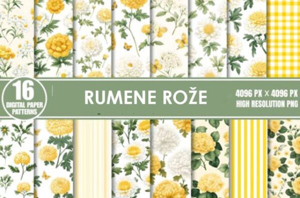 digitalni papir rumene rože